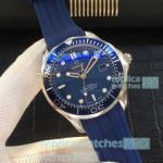 Copy Omega Seamaster James Bond Swiss 2824 Watch - Blue Rubber Strap